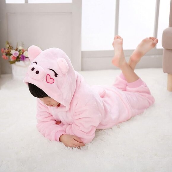 Unbranded Other - Plush Onesie Pajamas Sleepwear Costume Halloween PINK PIG Youth 10-12 (59") NWOT